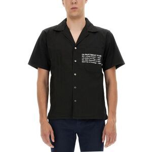 DEPARTMENT FIVE Short Sleeve Camp Collar Shirt with Graphic Detail Men BLACK